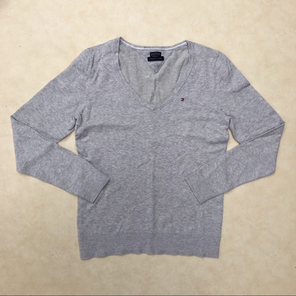 Tommy Hilfiger V-neck long sleeve sweater S grey